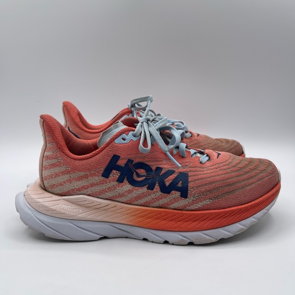 Hoka One One Trainers Womens Size 6B Mach 6 Orange Road Running Gym Shoes - Picture 1 of 8